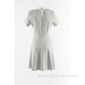 Grey Knitted Dress With Peter Pan Collar